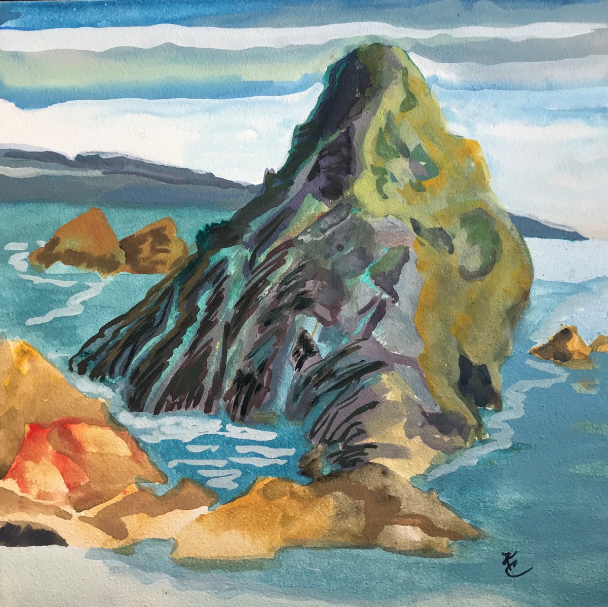 431 - A: Tide Out - Harris Beach by Katy Cauker  Image: - Unframed - Shipping Available Plus $10 in US.
