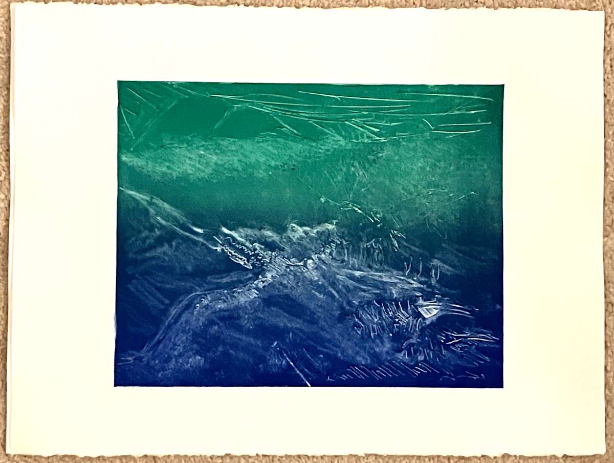 1122- IntoThe Deep Blue Monotype 2 by Katy Cauker, Image 1.