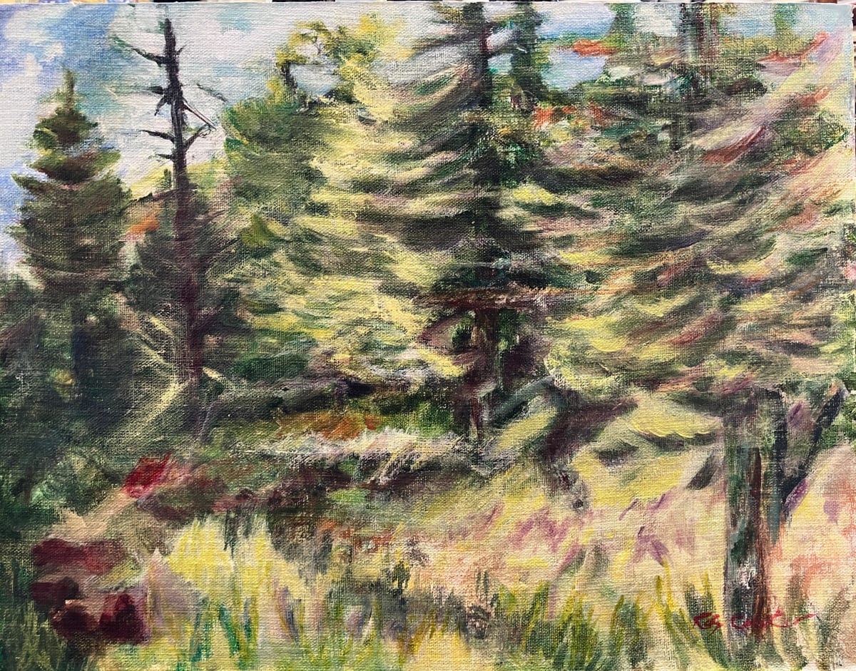 SOLD- Katy Cauker painted   "1028- Into Woods at Porcupine Gap" by Katy Cauker  Image: Available Unframed Ships flat