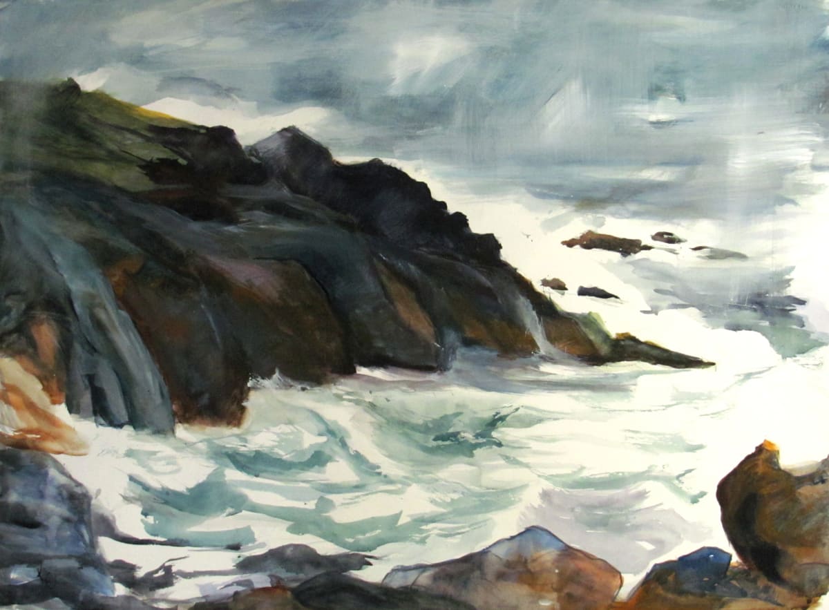 060 - Stormy Afternoon-   A Favorite Spot at Rocky Creek by Katy Cauker  Image: Naked Art Exhibit Jan 2022 / Special Pricing $395. Unframed. Available for Pick up KC Studio Gallery Medford OR.  Shipping available  Framing available 