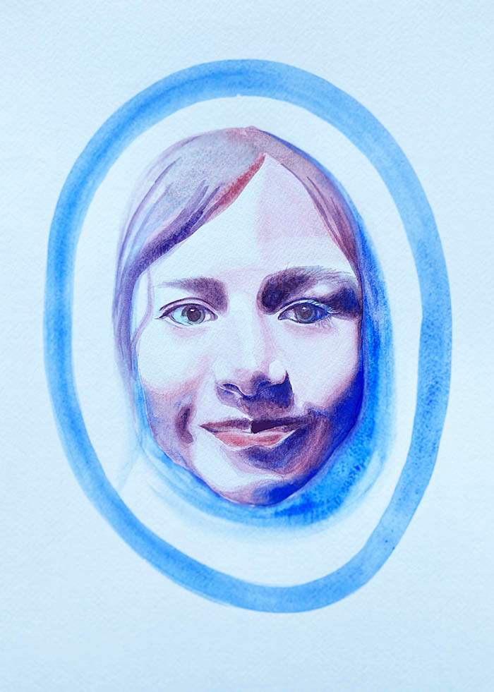 Portrait in Blue Circle by Jasmine O'Shea 