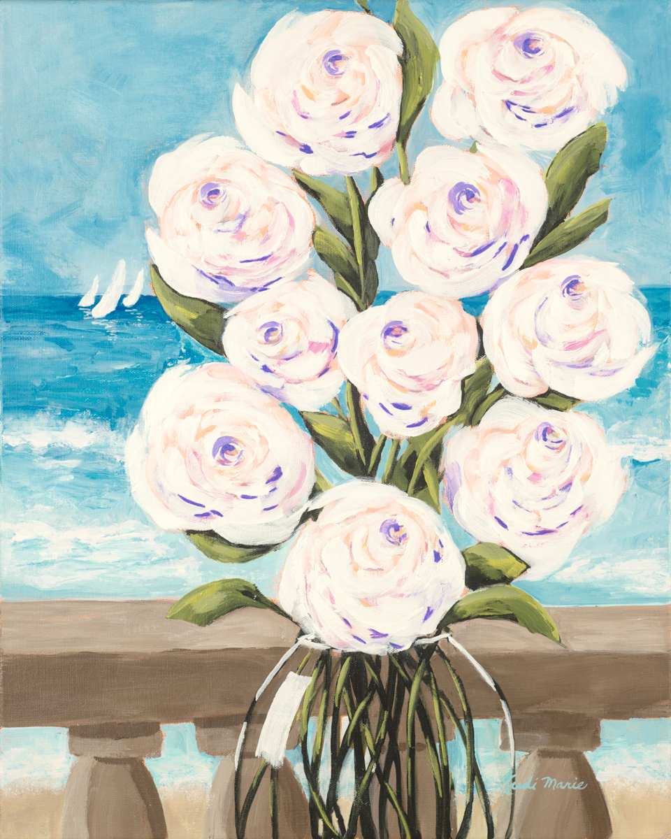 Roses and Ocean Waves by Judi Marie 