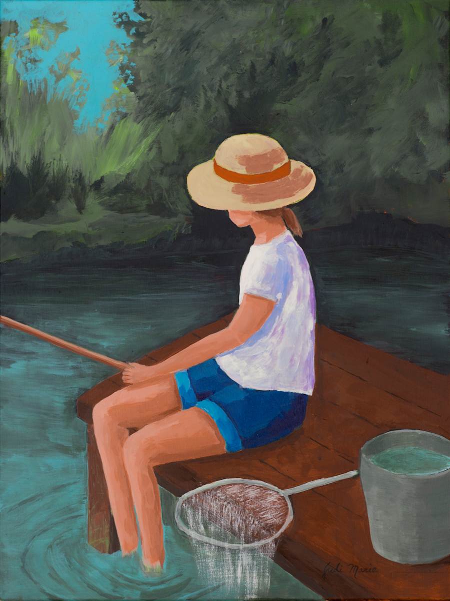Girl with Hat Fishing by Judi Marie 