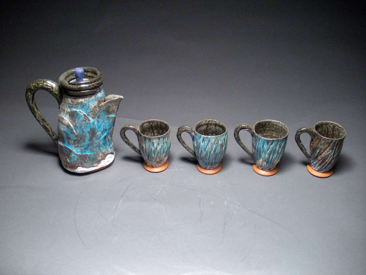 Tea Set with Wall Rack by Michael Lamar 