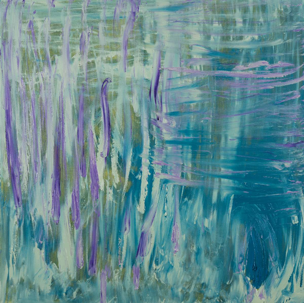 Submerged Whispers by Sharon Cannon  Image: Lavender threads drift through blue-green depths - part current, part echo.