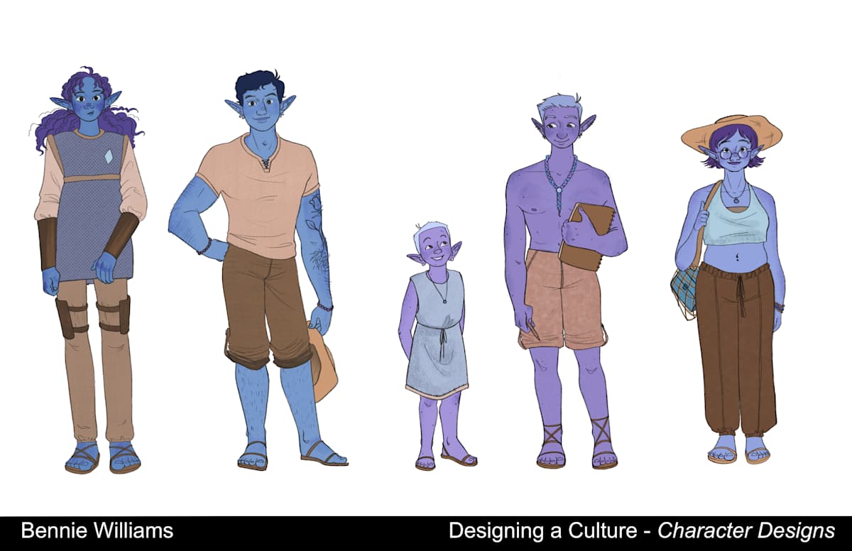 williams, digital illustration, 2024, designing a culture character design page 1 by Bennie Williams 
