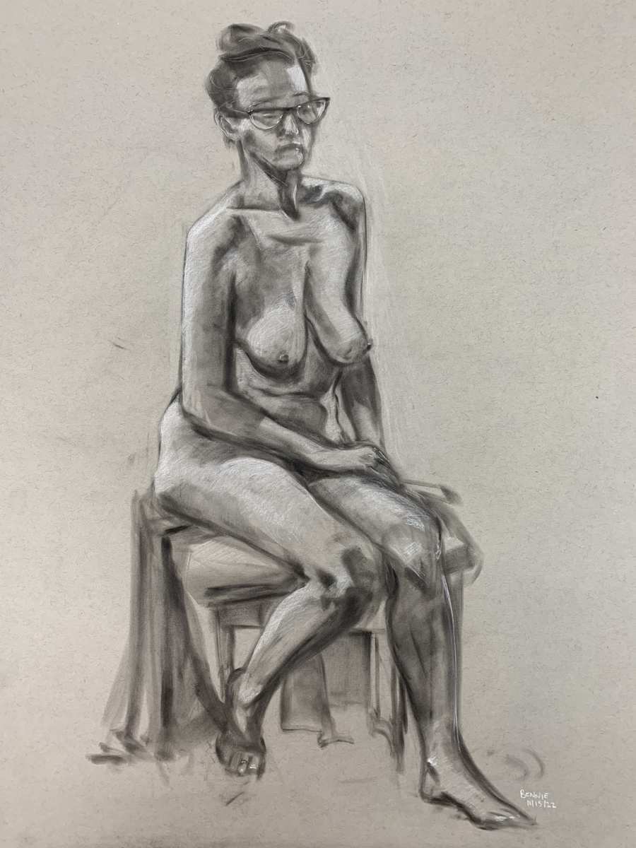 williams, pan pastel, 2023, figure drawing by Bennie Williams 