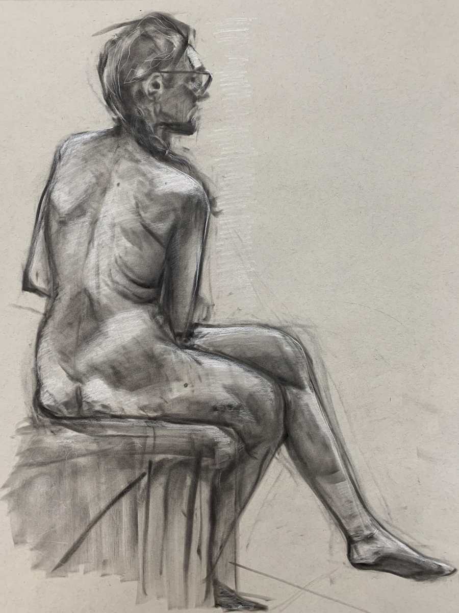 williams, pan pastel, 2023, figure drawing by Bennie Williams 