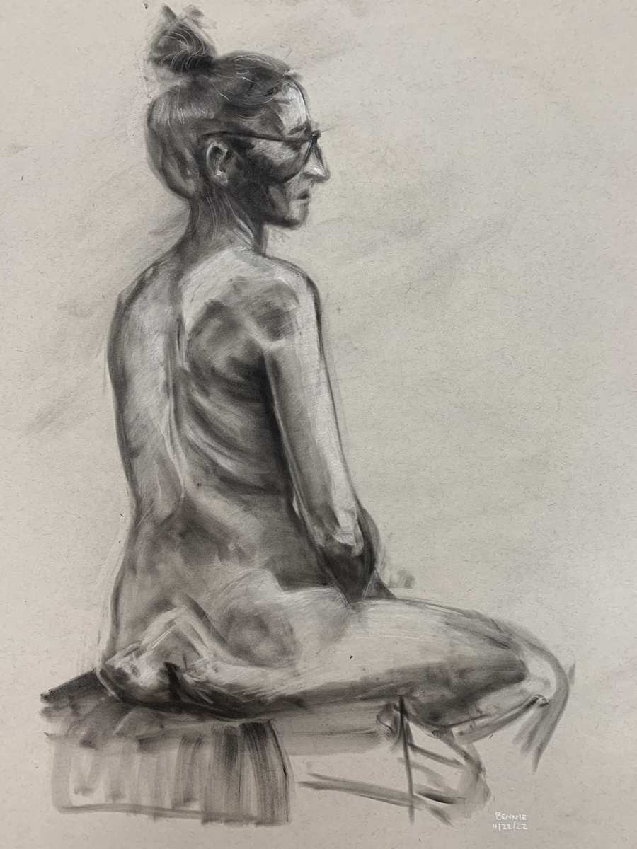williams, pan pastel, 2023, figure drawing by Bennie Williams 