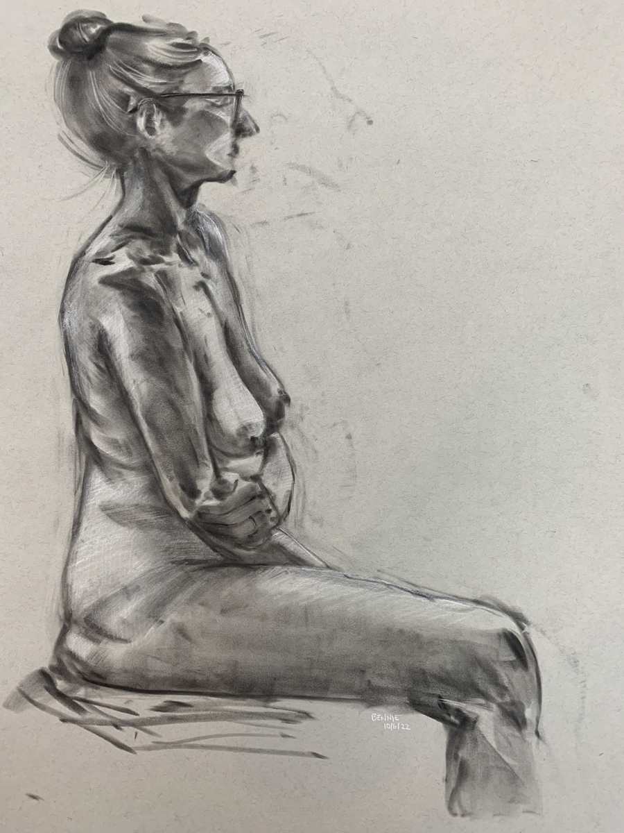 williams, pan pastel, 2023, figure drawing by Bennie Williams 