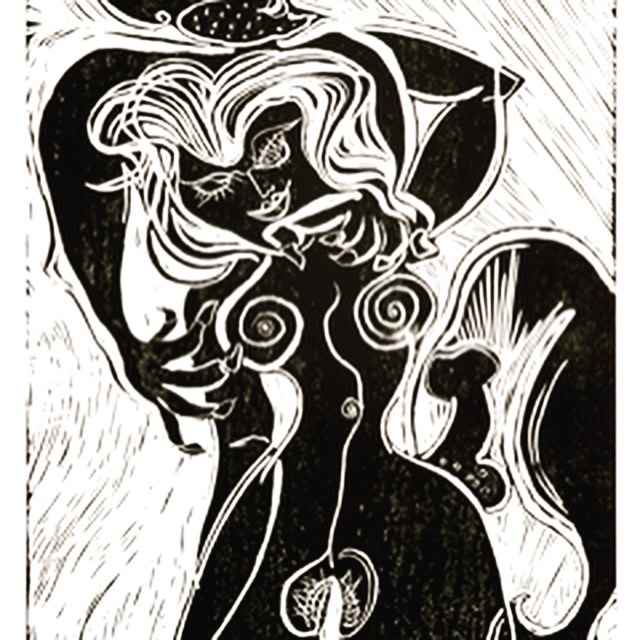 Je Djinn by Figurative expressionist painter Danièle Lamarche-Sarvia  Image: Asian nights and their mysteries one is coloured by hand one is remaining W/B     Singapore