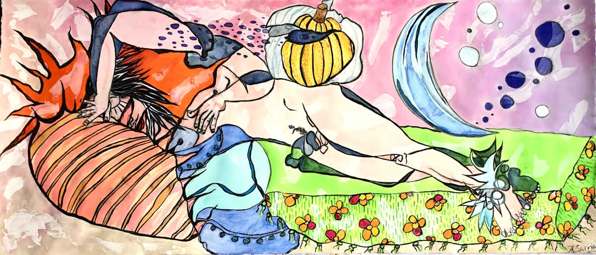 Bad Juju by Danièle Lamarche-Sarvia neo figurativism, figurative expressionism  painter  Image: Bad Juju, he calls it like that, dissociative seizures and something dysfunctional my insight mental illness 