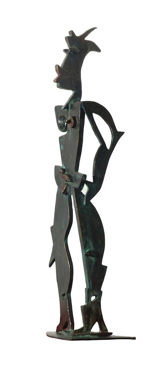 I Don't Care by Danièle Lamarche-Sarvia neo figurativism, figurative expressionism  painter  Image: working bronze is not that simple 