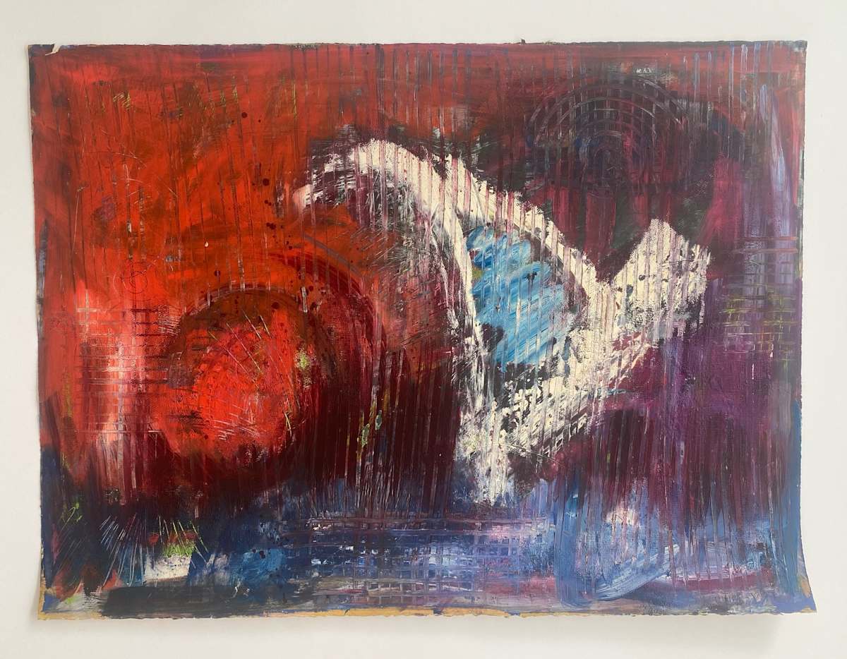 The Blind Swimmer by Kjeld Tidemand-Johannessen  Image: Oil on paper painting 1977