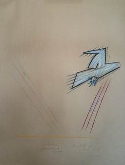 Newtons Law Interception and refraction by Kjeld Tidemand-Johannessen  Image: Charcoal on paper series "Newtons Law Interception and refraction" 1975