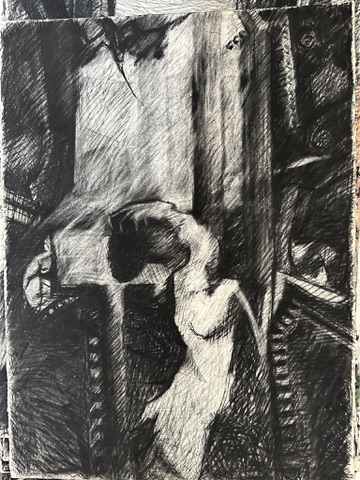 Untitled Charcoal on paper by Kjeld Tidemand-Johannessen  Image: Untitled charcoal on paper 