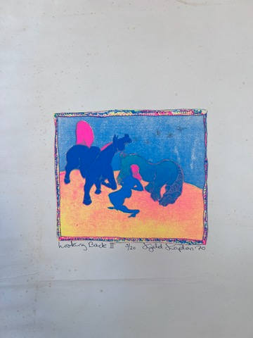 Looking back II by Kjeld Tidemand-Johannessen  Image: Serigraph 1970 titled "Looking back II"