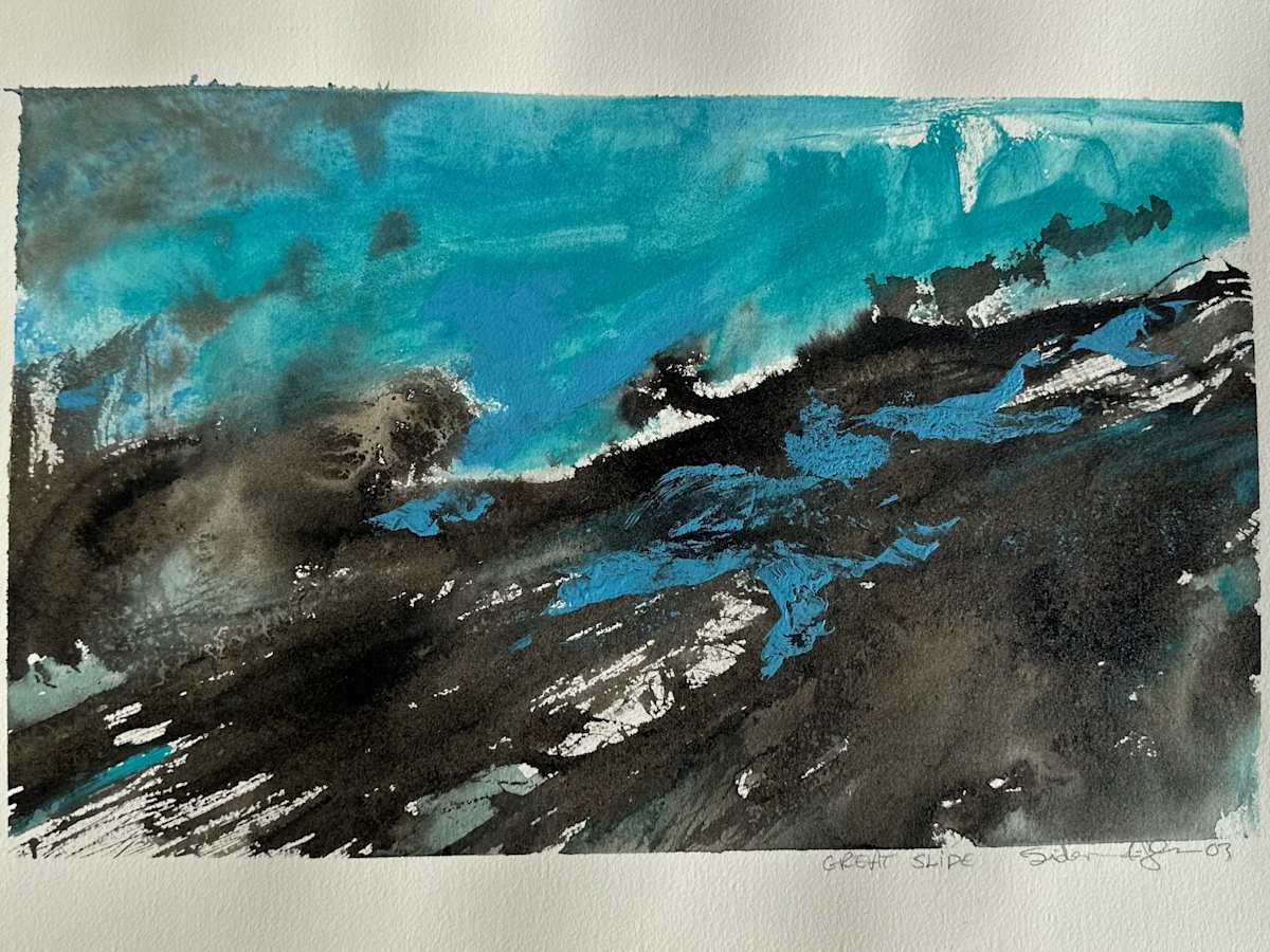 The Great Slide by Kjeld Tidemand-Johannessen  Image: abstract water color painting 