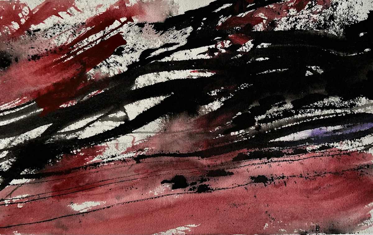 Sun glare by Kjeld Tidemand-Johannessen  Image: Abstract watercolor on paper