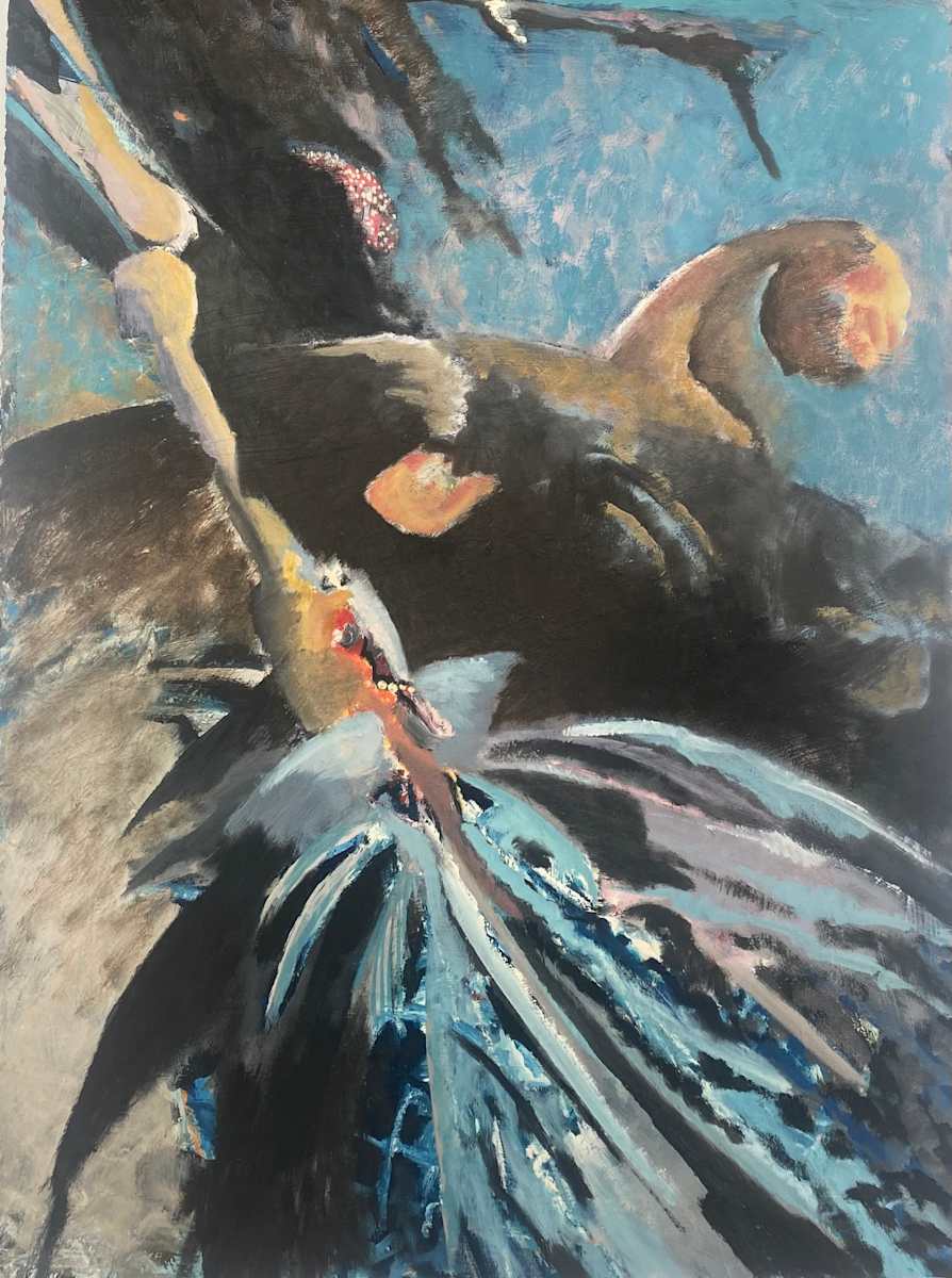 Night Swim II by Kjeld Tidemand-Johannessen  Image: Oil on paper painting