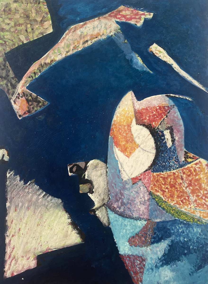 Night swim I by Kjeld Tidemand-Johannessen  Image: Oil on paper painting 