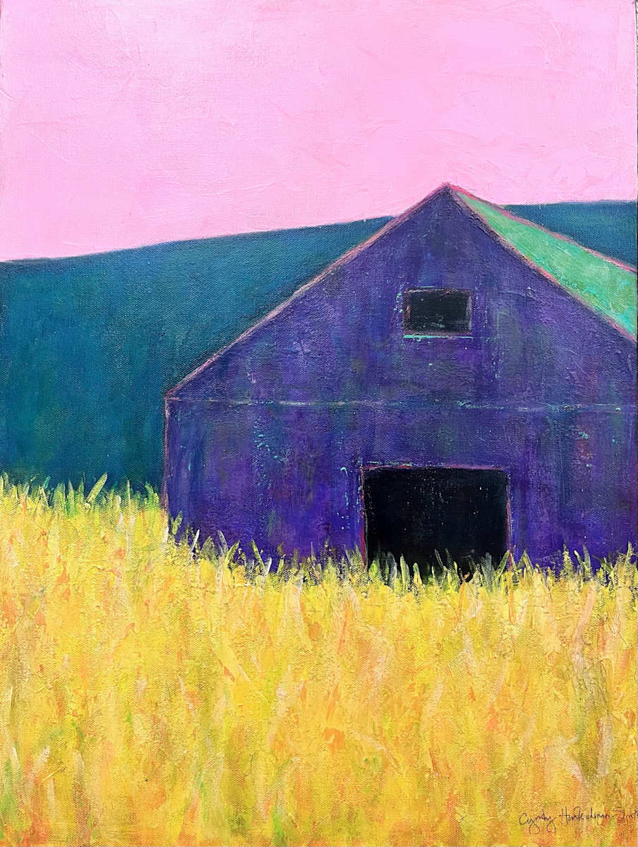 Purple Barn in Meadow by Cyndy Hinkelman-Smith 