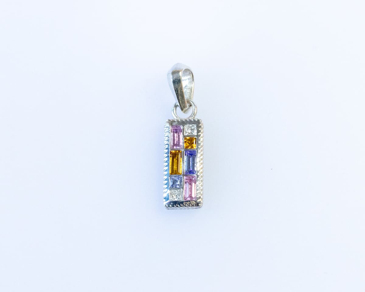 “Untitled” Geometric Pendant & Woven Rope Chain by Stefano Lonzano 
