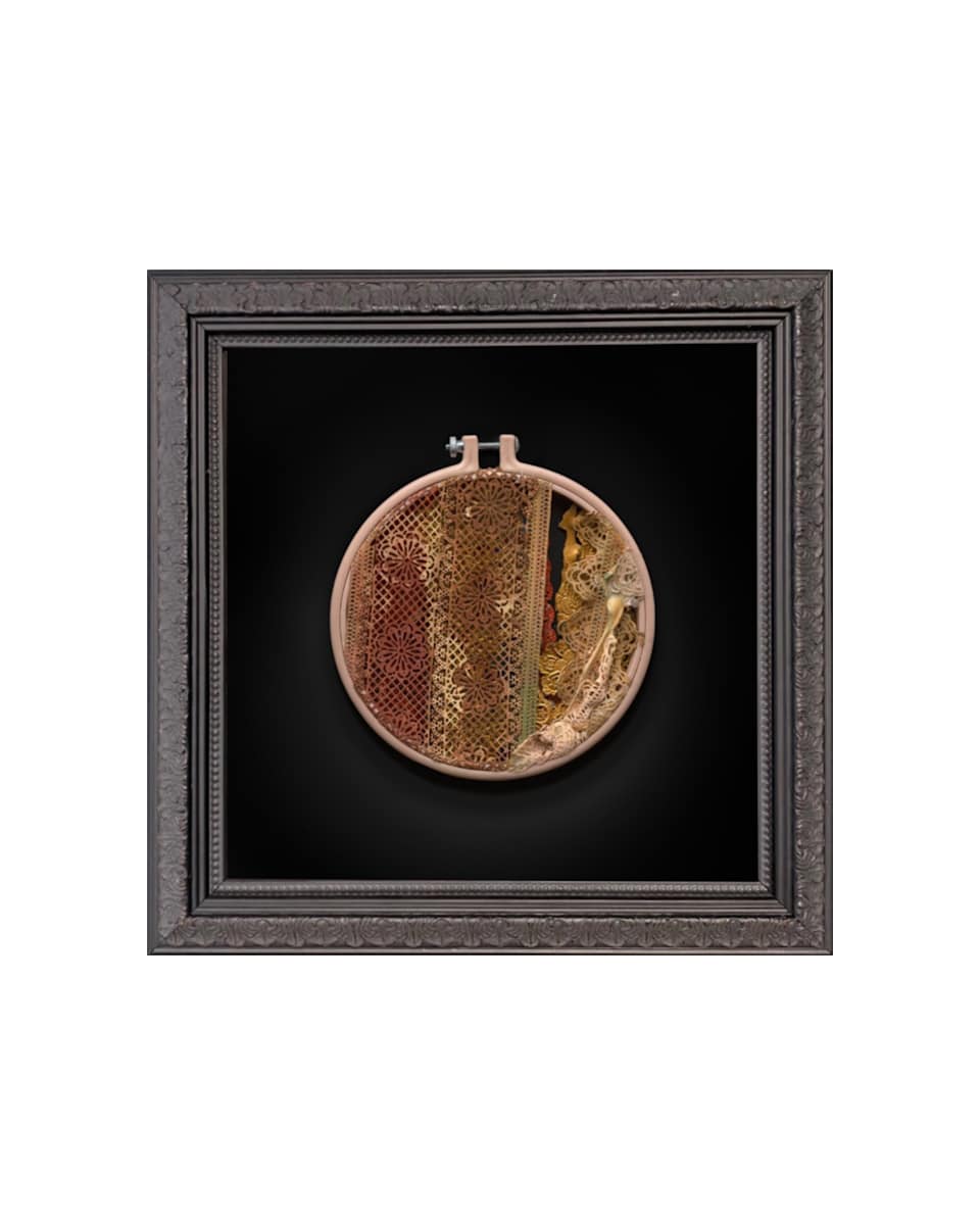 Bastidor I by Ingrid Lauw Peña  Image: Monocopias de Pintura acrílica en bastidor de bordado, enmarcado.