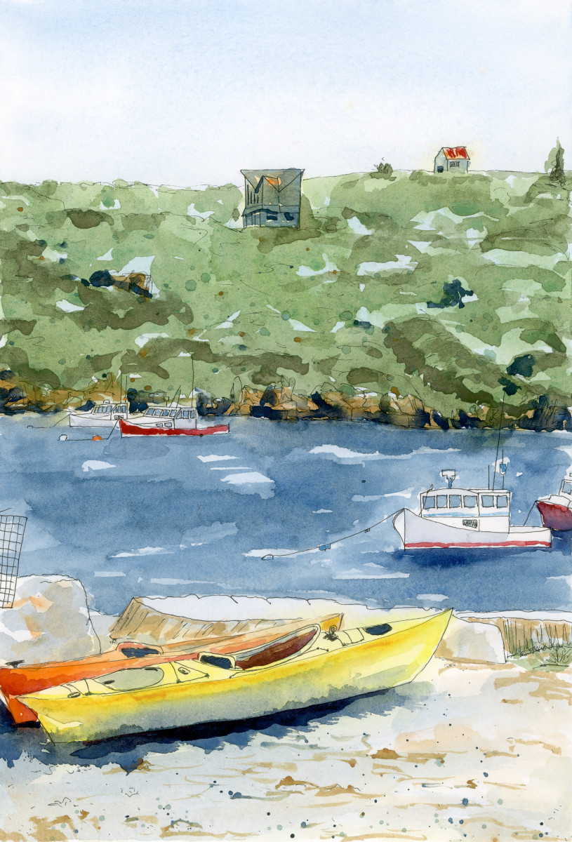 Boats at Monhegan Island by Jacque Thompson 