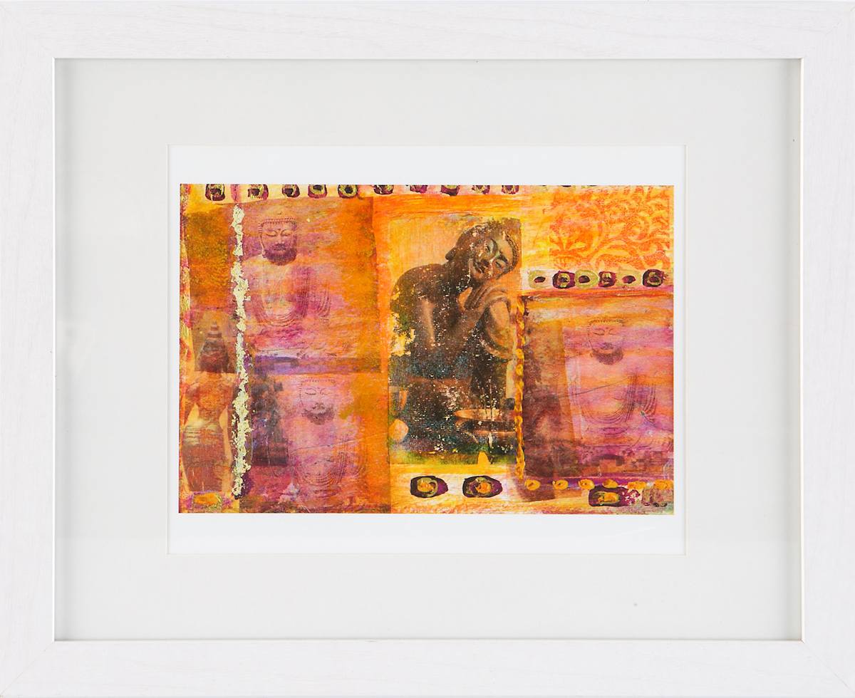 Multi Buddhas - White Frame by Michelle Victoria 
