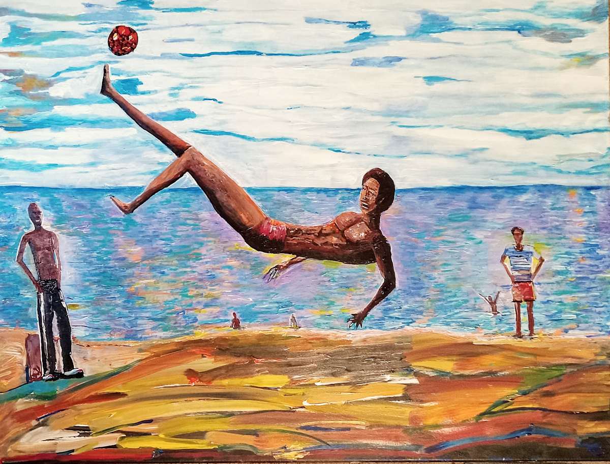 Futball on beach by Terry Washington, Image 1.