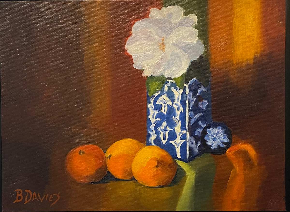 Blue Vase (framed) by Barbara Davies 