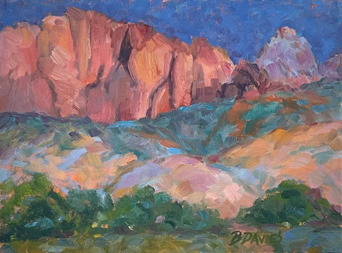 Red Rocks at Night (framed) by Barbara Davies 