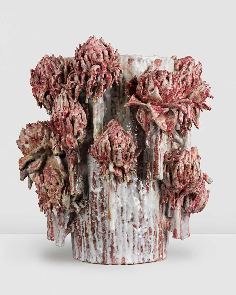 Clippings Vase, Red Flowers by David Hicks 