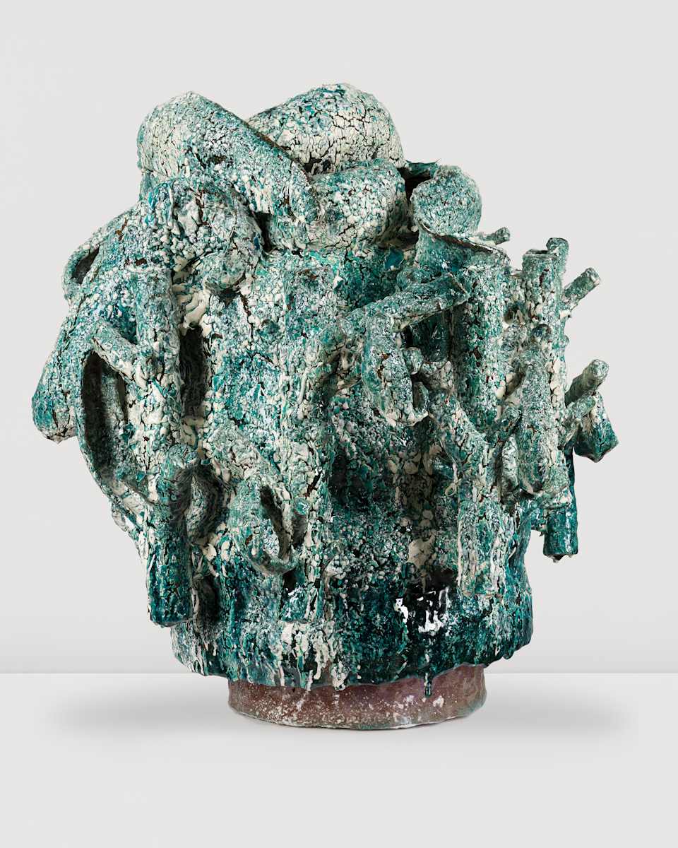 Clippings Vase, Water Blue & White Crackle by David Hicks 