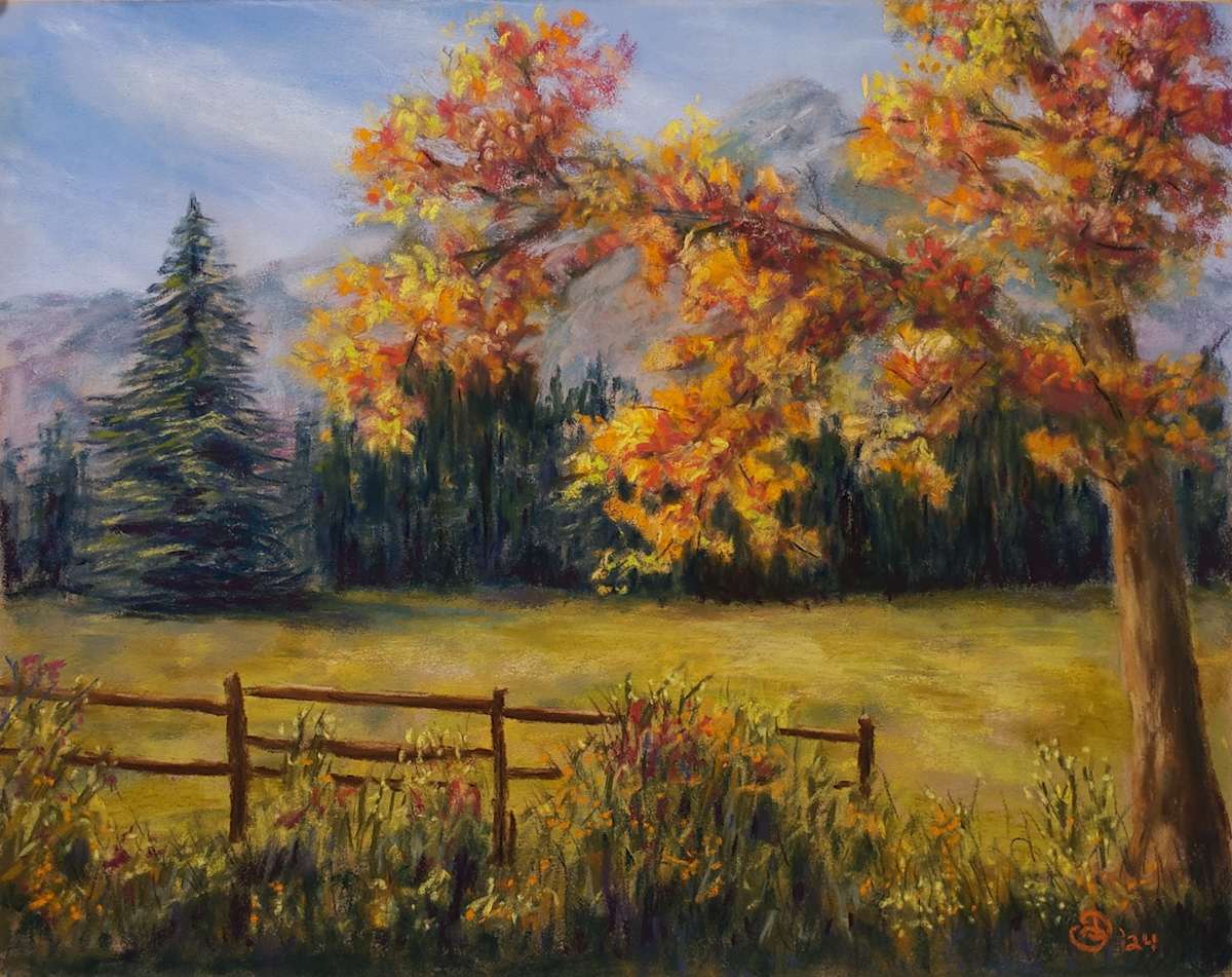Ida's Autumn Glory by Olive Dodd  Image: Let your imagination wander into this golden haven under in autumn sunshine, a gentle breeze playfully tousling your hair as the golden rays casts their warm, ethereal glow.