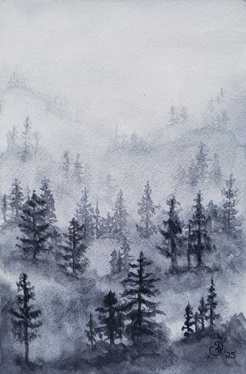 Misty Forest by Olive Dodd  Image: Misty Forest in watercolor