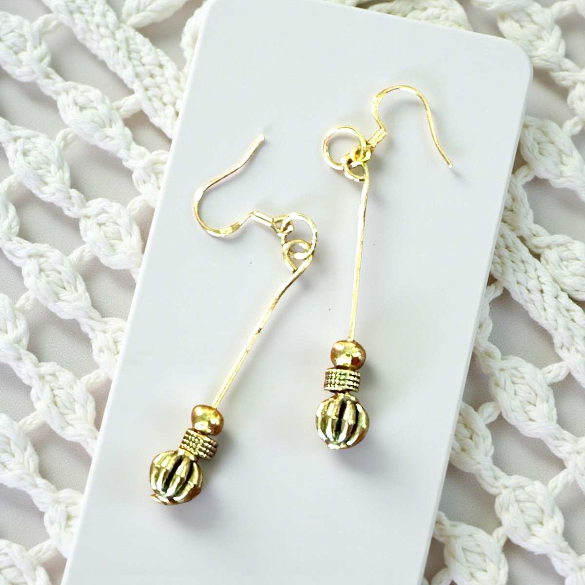 Dangle Tibetan Gold Alloy Earrings - DBSJ2025013 #33 by Susi Schuele
