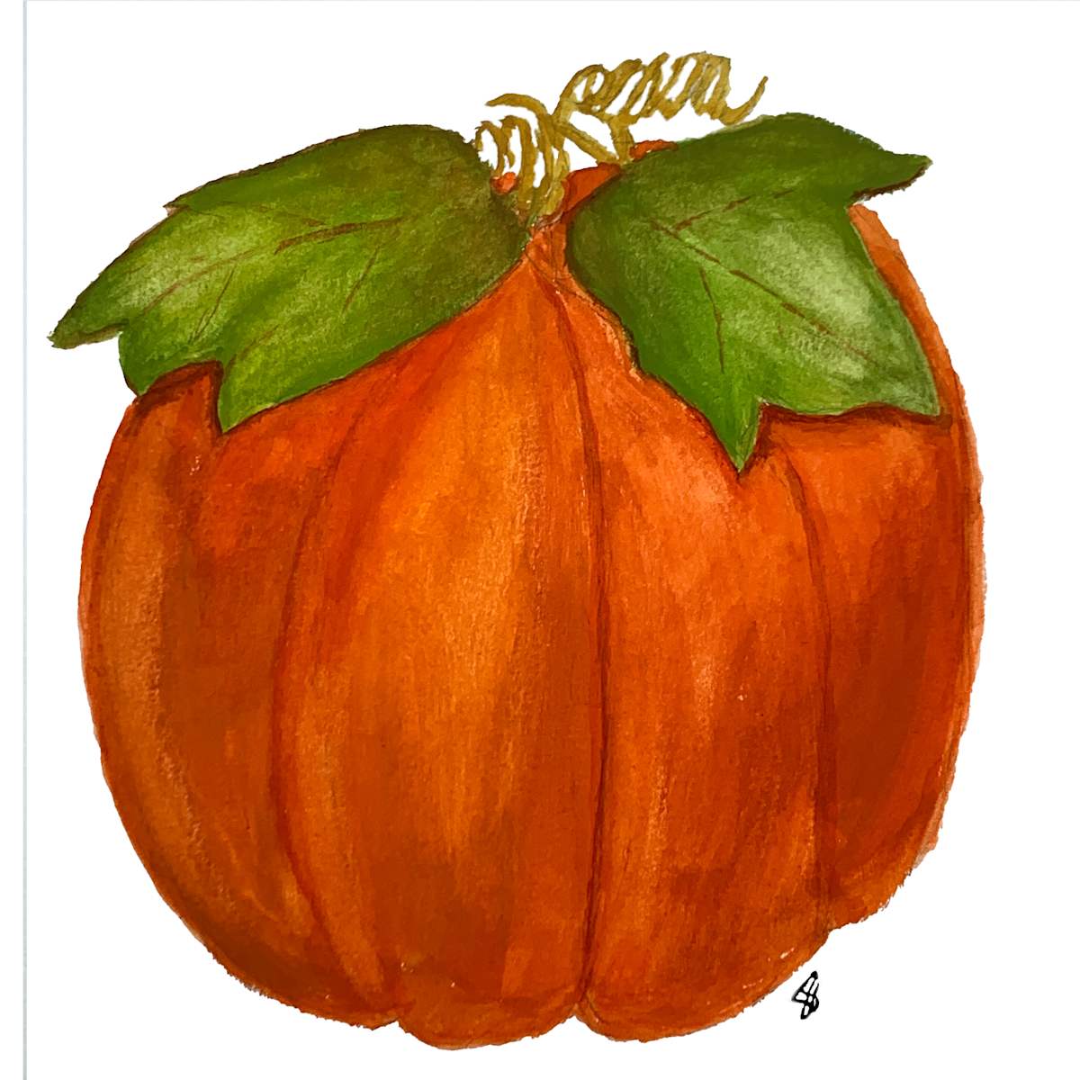 Untitled Gouache Pumpkin by Susi Schuele, Image 1.