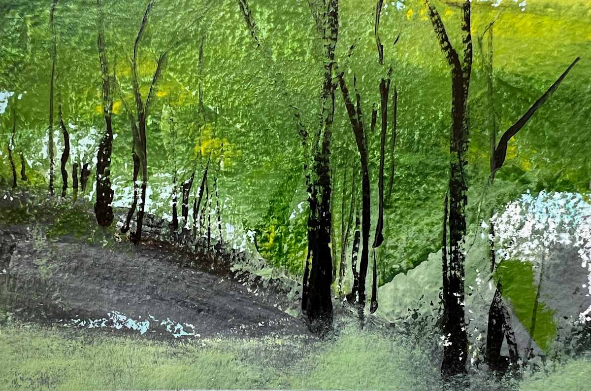 Park Road II by Pat DeLuca  Image: Ellison Park Collection: Acrylic, pen and ink on heavy watercolor paper.  