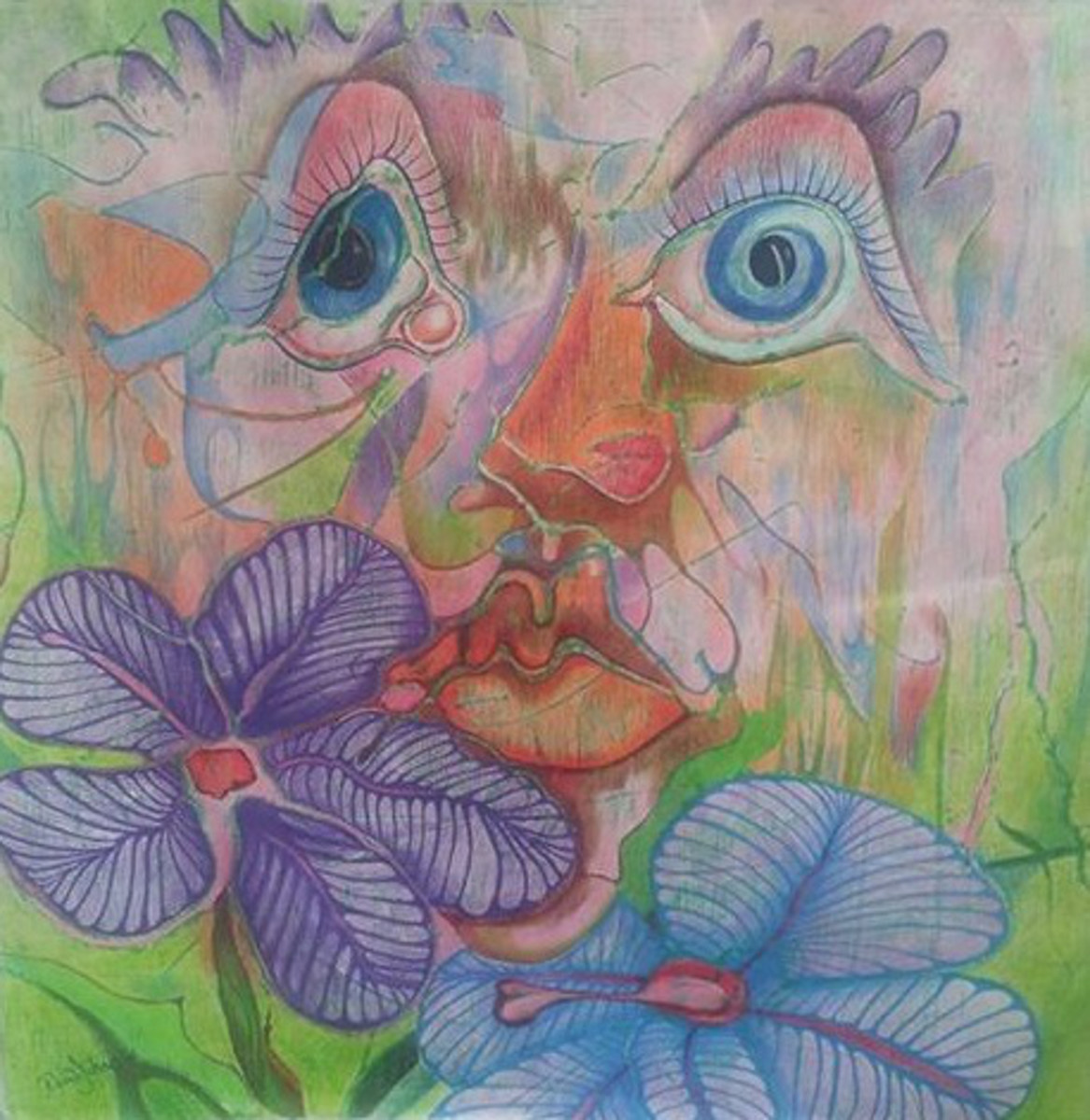 Face and two flowers II by David Heatwole 