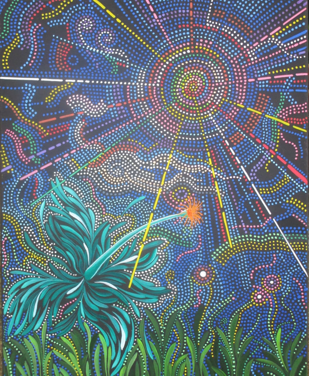 Directions of Attraction by David Heatwole  Image: Heatwole demonstrates his aptitude for integrating two distinct techniques that he cultivated over a span of three years, studying the art of various cultures, and creating something distinctive based on his own research and self-taught methods. Signed D.J.Priest.