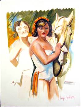 Circus Girls with Horse by Layne Jackson 