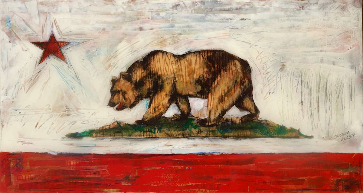California Bear Flag Collage Original by Cristina Acosta 