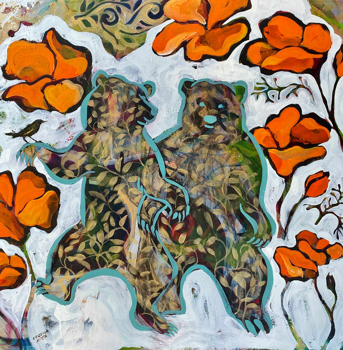Dancing Bears in Poppies by Cristina Acosta 