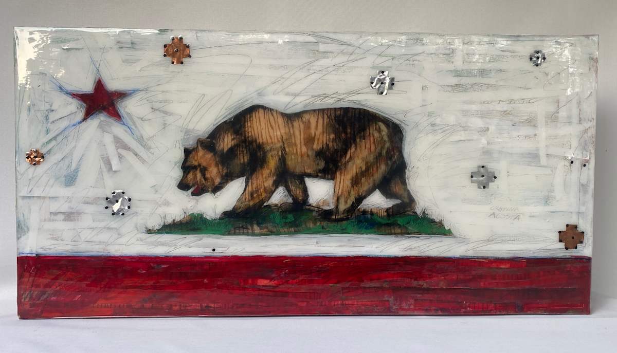 California Bear Flag with Conchos by Cristina Acosta 