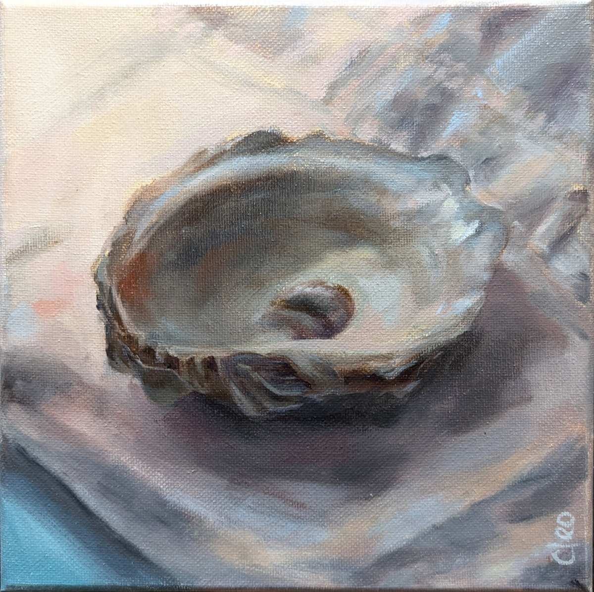 Oyster on Linen 2 by Cleo Huggins, Image 1.