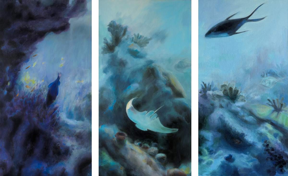 Linger, Glide, Traverse - Triptych by Cleo Huggins 