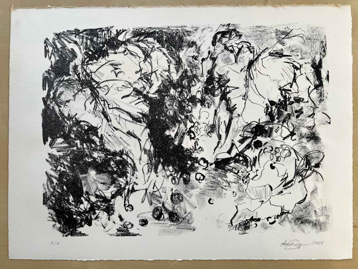 Wild Grapes - Lithography Stone Print by Astrid Steingrueber  Image: Final Print (1 of 4) 