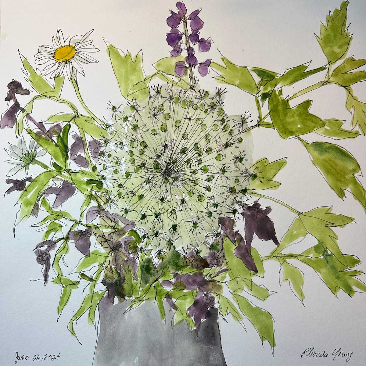 Summer Bouquet with Allium, June 26, 2024 by Rhonda Young, Image 1.